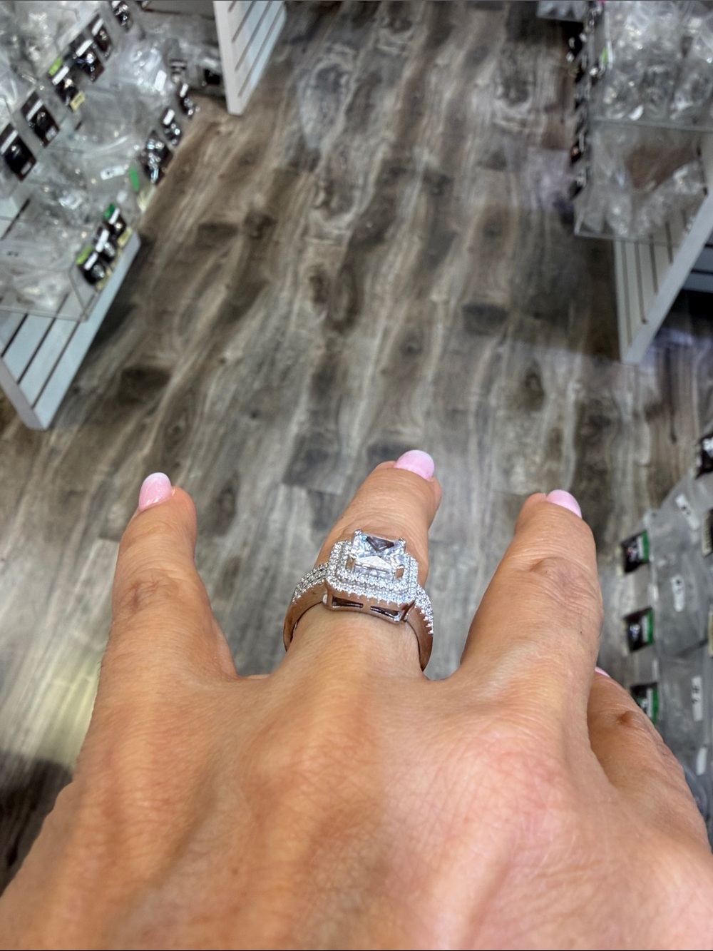 New Sterling Silver Princess cut Engagement Ring sizes 5 7 8 9 10 11 - Picture 5 of 8
